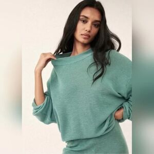 FREE PEOPLE BEACH Women's Teal Malibu Beach Surf Oversized Sweater Size XS